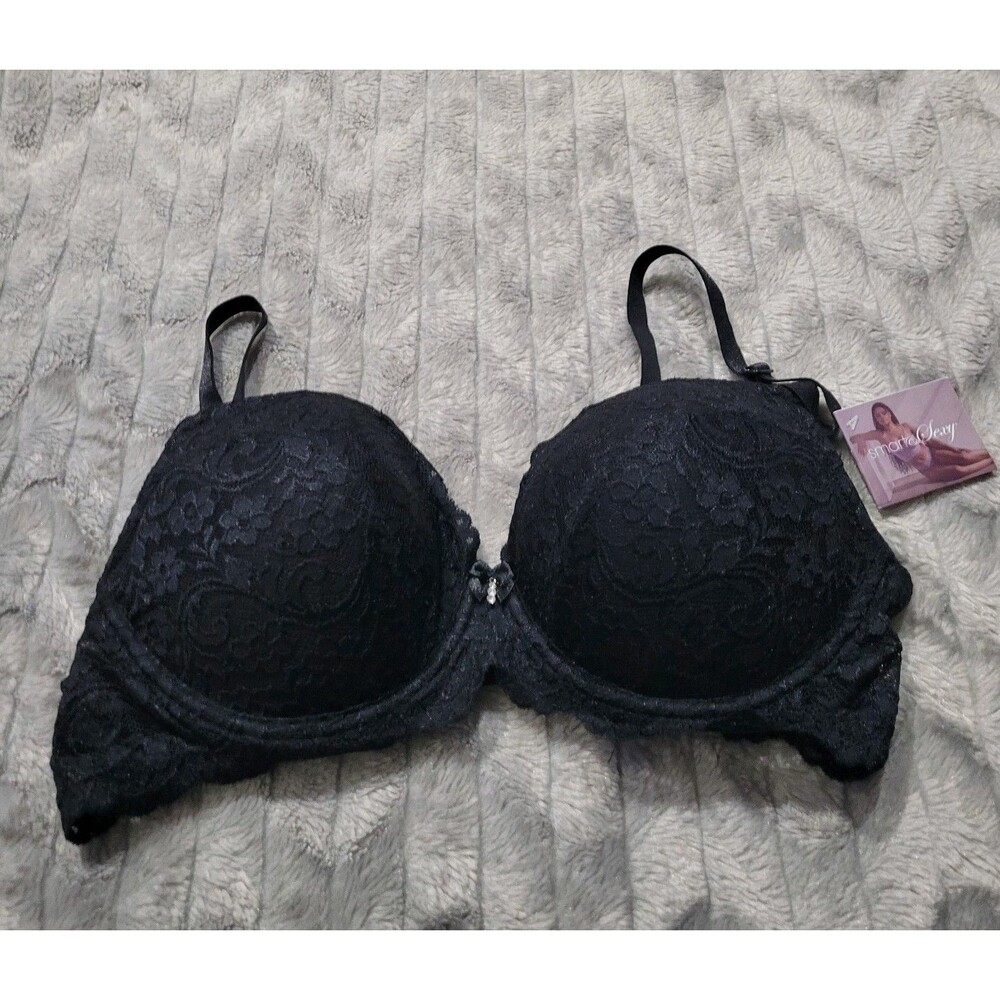 Smart & Sexy 38C Black Lace Push Up Underwire Bra NWT